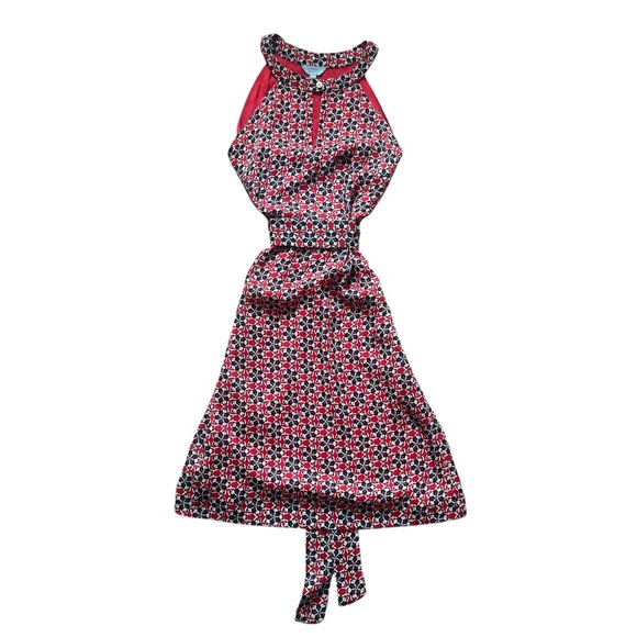 Dresses & Skirts - Floral Red Blue Halter Cinched Waist Mini Dress Size XS